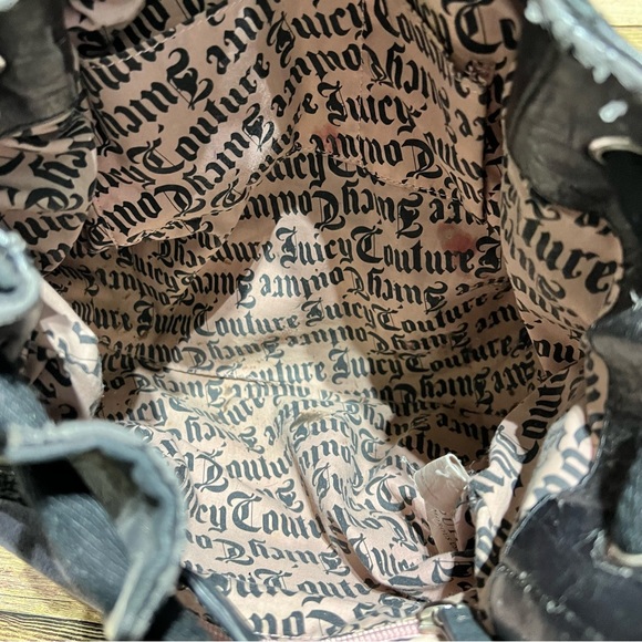 Juicy Couture Grey Velour Bejeweled Shoulder Bag - Picture 9 of 10